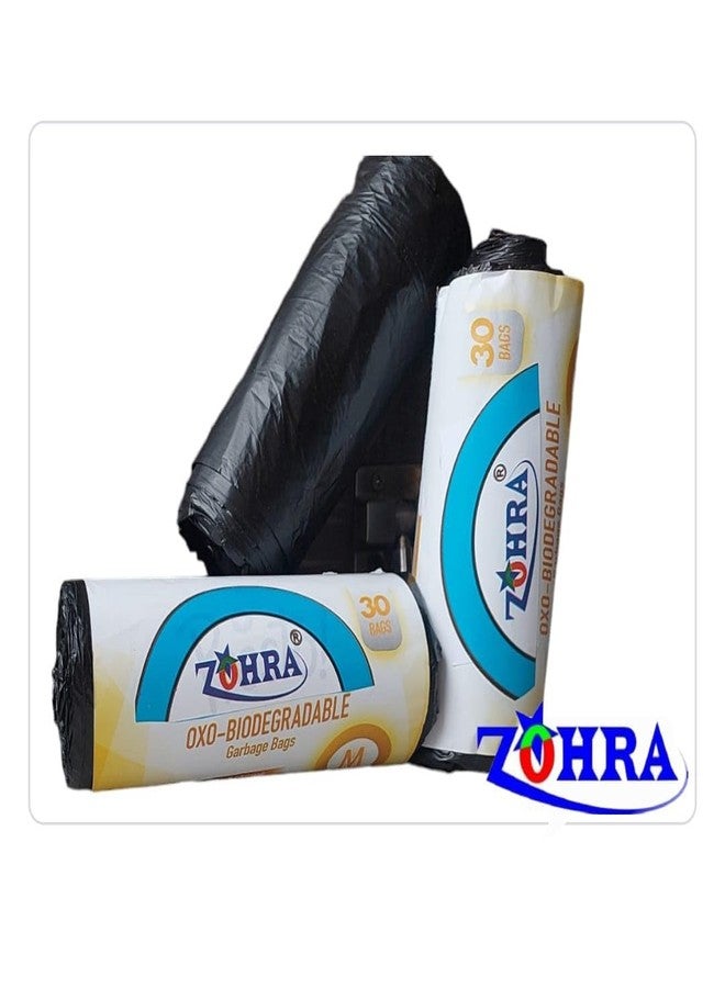 ZOHRA Garbage Bags, Medium - (19 x 21 Inches) - 30 Bags/Roll, (Pack Of 3, Black), Plastic (3x30=90) ECO Friendly - Image 2